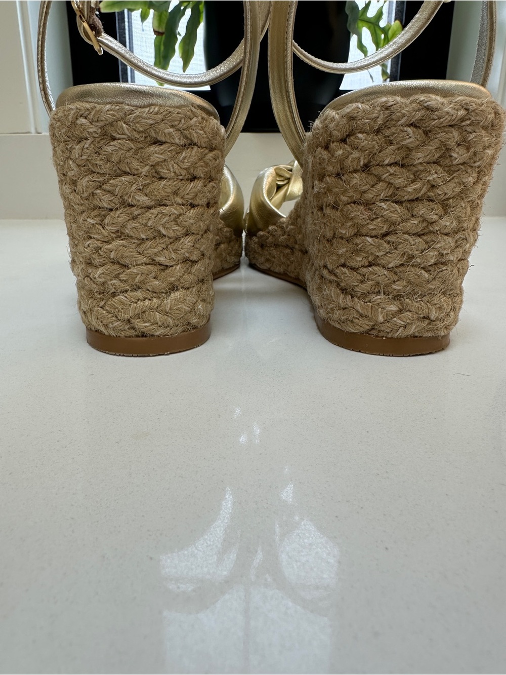 Stuart Weitzman Playa Knot Metallic Gold  Espadrille Wedges - Picture 7 of 7